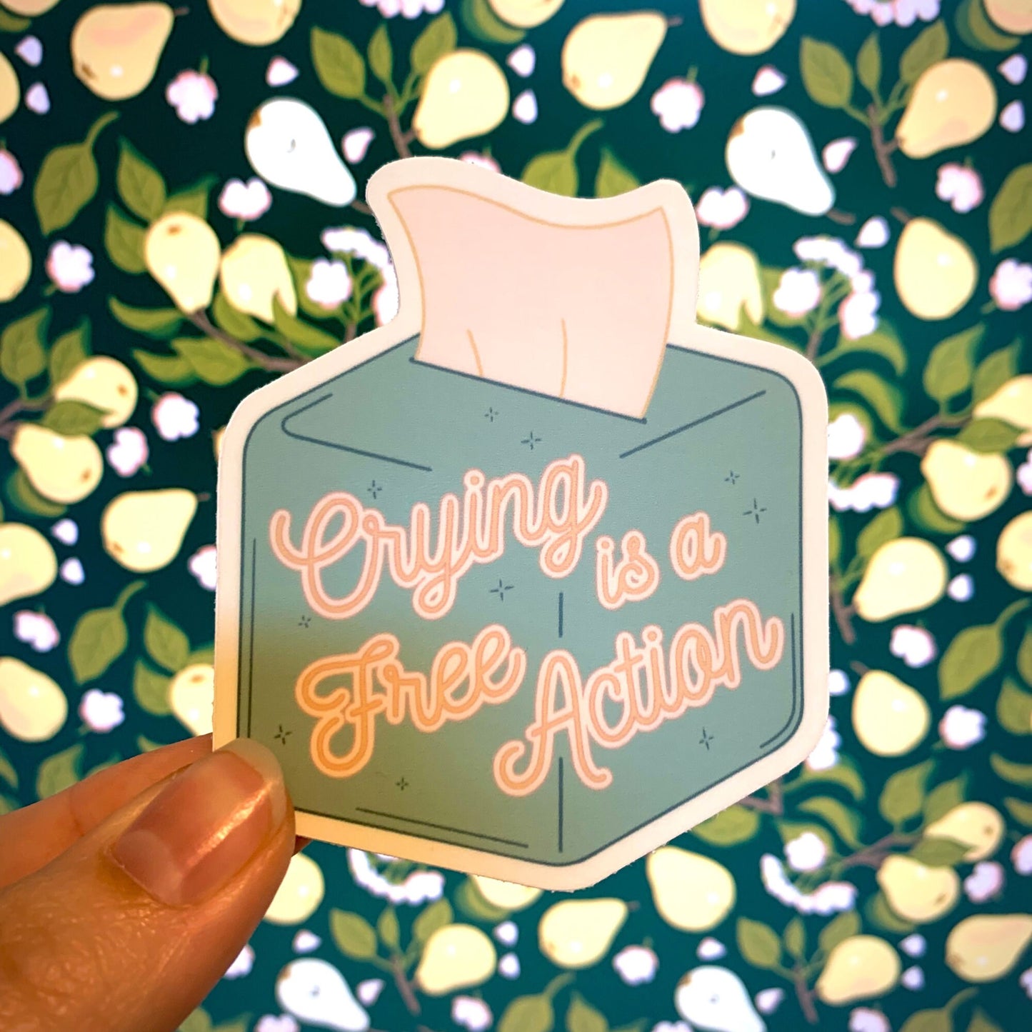 Crying is a Free Action - 2.5” x 3” Vinyl RPG Sticker