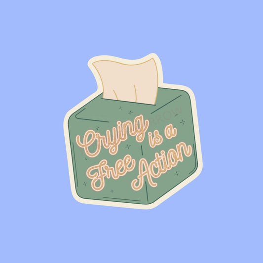 Crying is a Free Action - 2.5” x 3” Vinyl RPG Sticker